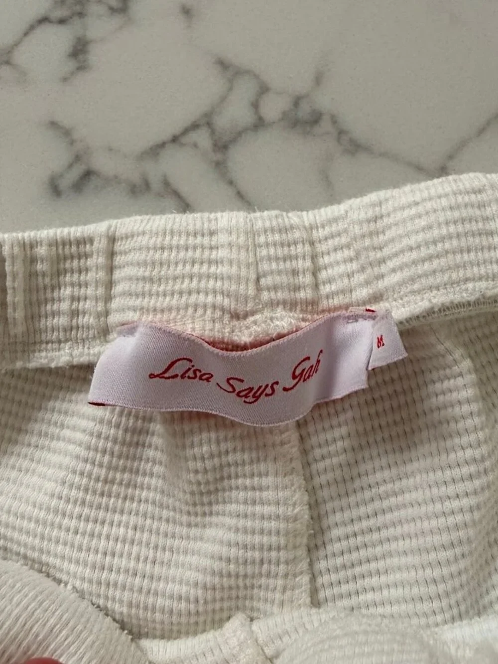 Lisa Says Gah Mia Waffle Knit Shorts - Cream - Size Medium